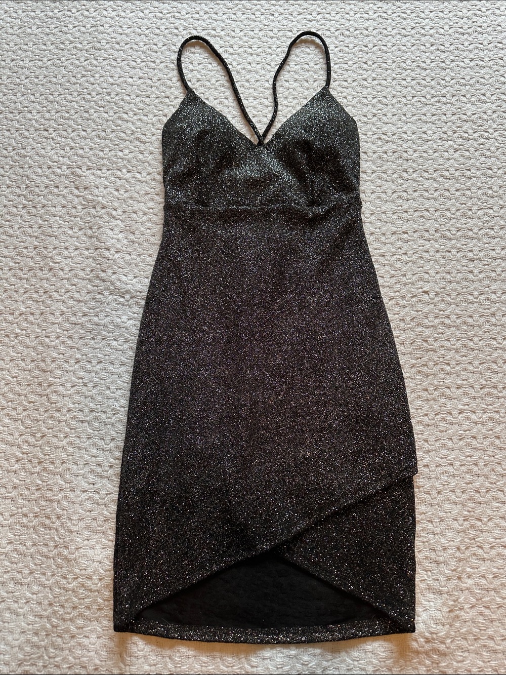 Windsor Black Sparkle V-Neck Mini Dress